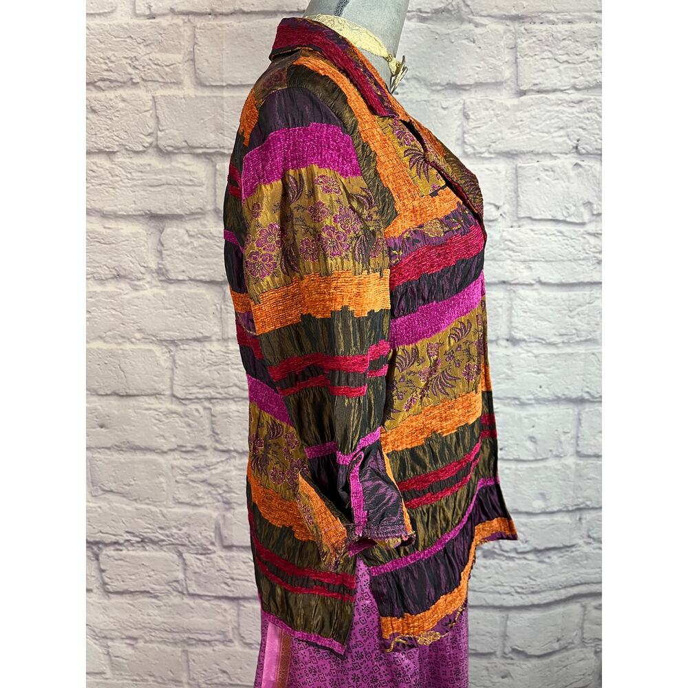 Vintage Multicolor Boho Patchwork and Chenille 3/4 length sleeve jacket - Picture 4 of 8